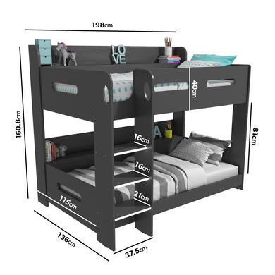 Read more about Dark grey bunk bed with shelves sky
